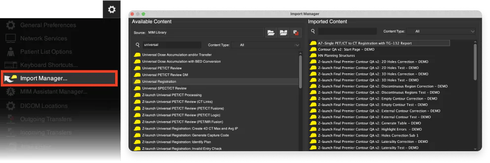 universal image registration screen import